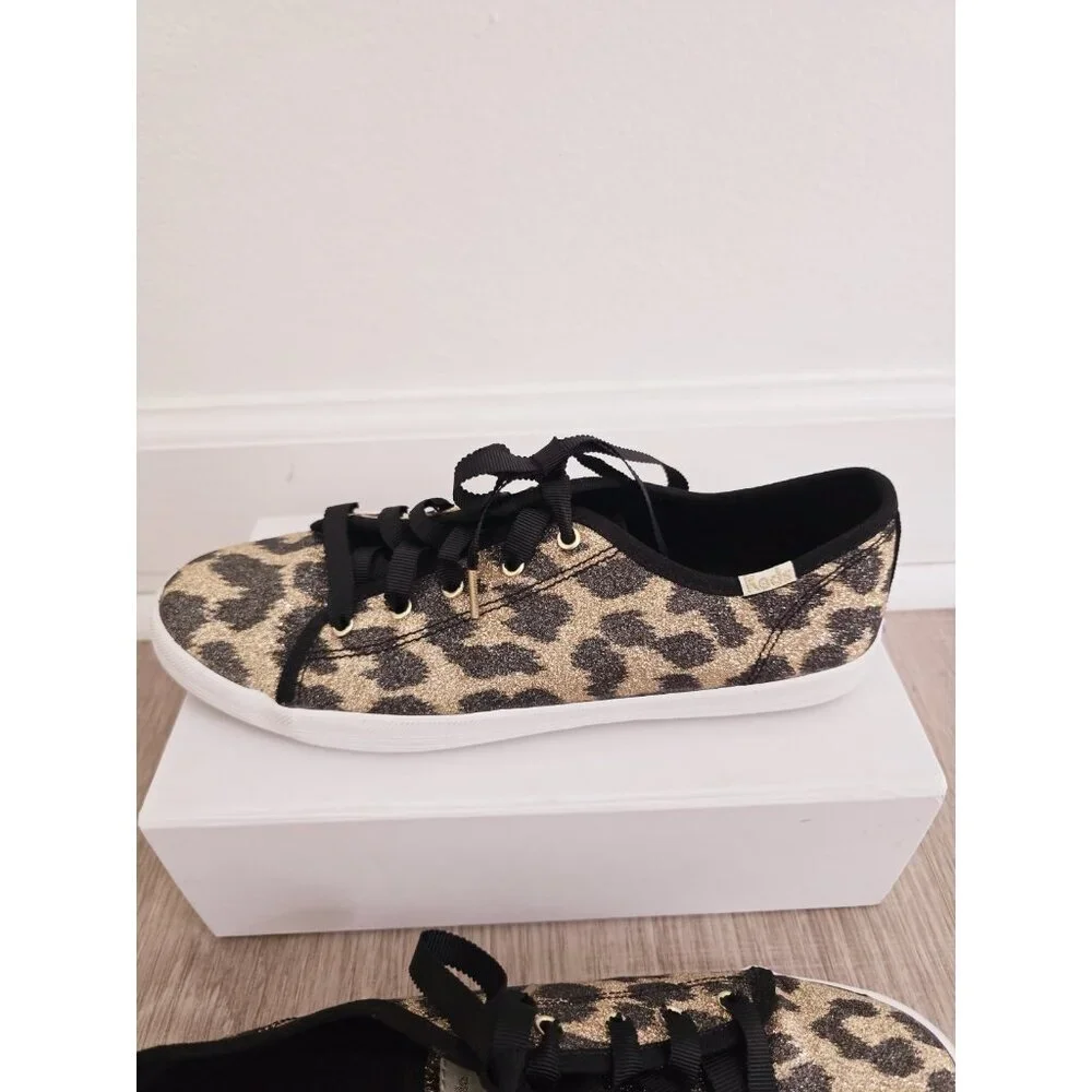 Keds Kate Spade Kickstart Animal Leopard Print Glitter Sneakers Shoes 5 Womens